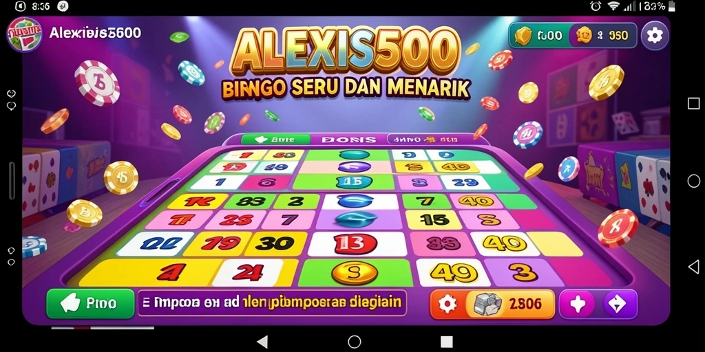 Screenshot utama ALEXIS500 menampilkan gameplay seru Bingo.