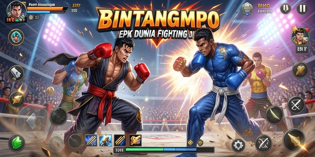 Tampilan gameplay BINTANGMPO yang mendebarkan di arena pertarungan.