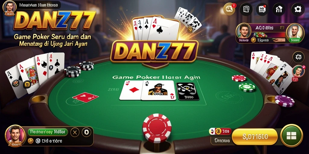 Tampilan utama gameplay <strong>DAN777</strong> dengan pemain poker yang berkompetisi.