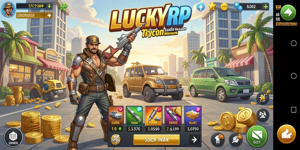 Tampilan gameplay menarik dari LUCKYRP yang menunjukkan strategi Tycoon.