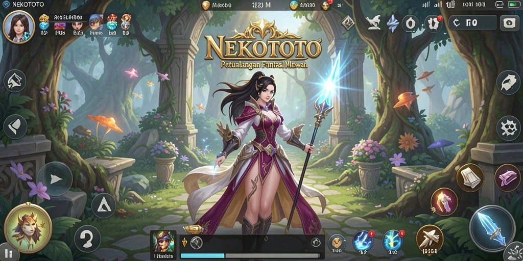Screenshot gameplay NEKOTOTO menampilkan petualangan RPG yang mendebarkan.