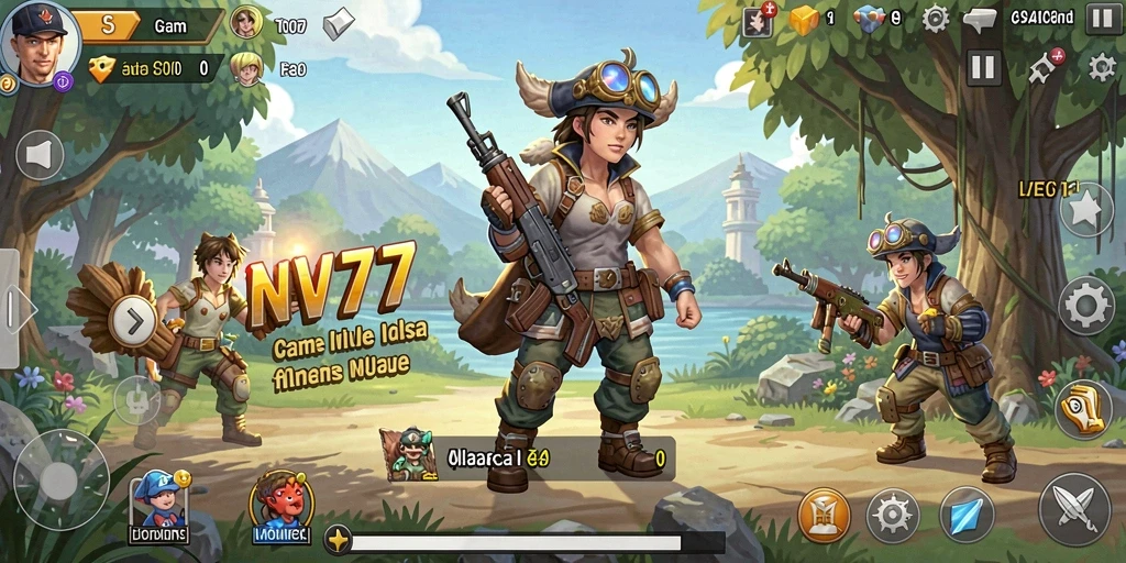 Tampilan gameplay menarik dari NV77 yang penuh warna.