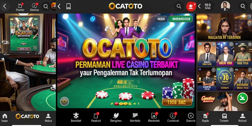 Tangkapan layar OCATOTO menampilkan dealer langsung dalam permainan seru Live Casino.