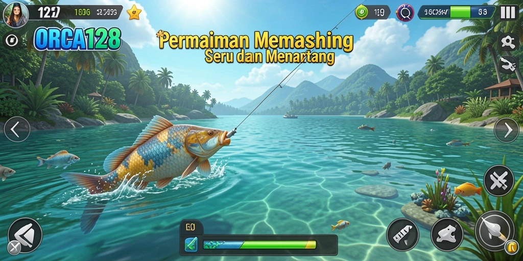 Tampilan gameplay memancing yang menarik di ORCA128.