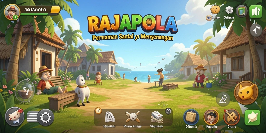 Tampilan gameplay RAJAPOLA dengan nuansa ceria dan menyenangkan.