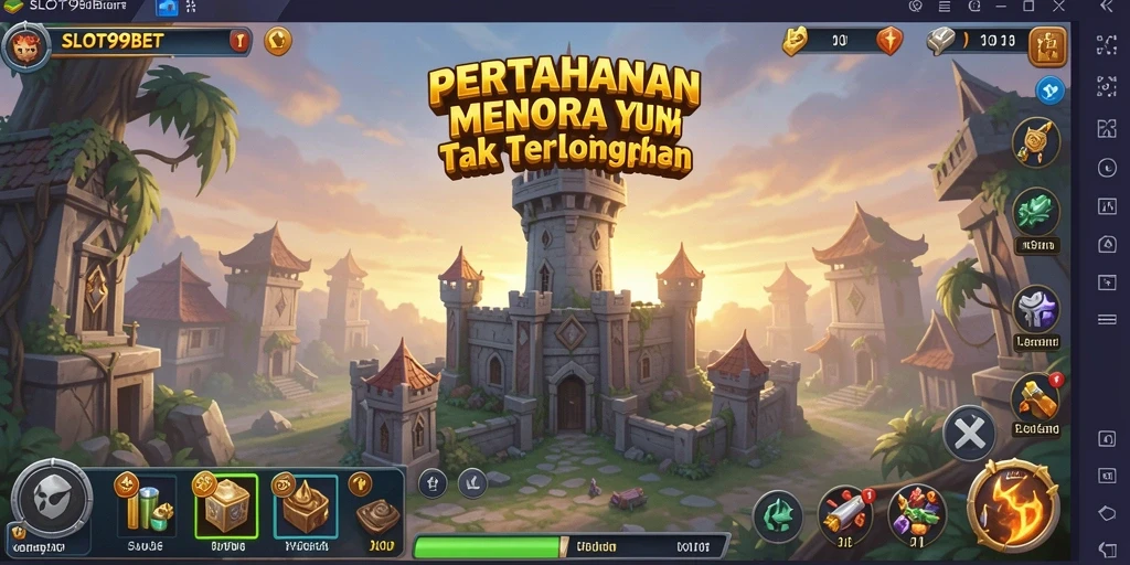Tangkapan layar SLOT99BET menampilkan aksi mendebarkan dalam gameplay Tower Defense.