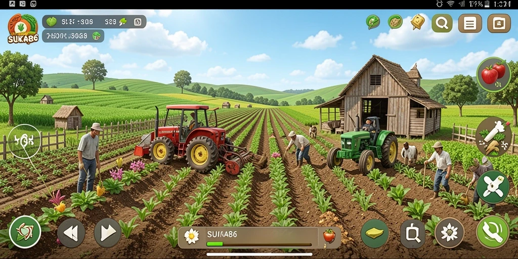 Screenshot menarik dari gameplay pertanian di SUKA86.