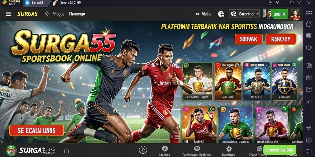 Screenshot SURGA55 menampilkan antarmuka taruhan judi olahraga yang interaktif.