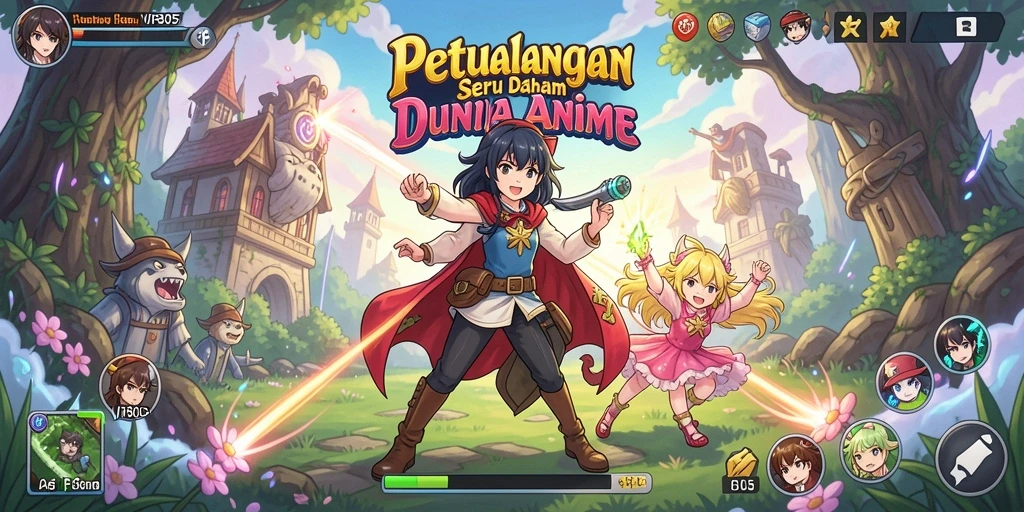 Tangkapan layar dari gameplay VIP805 menunjukkan aksi seru karakter anime.