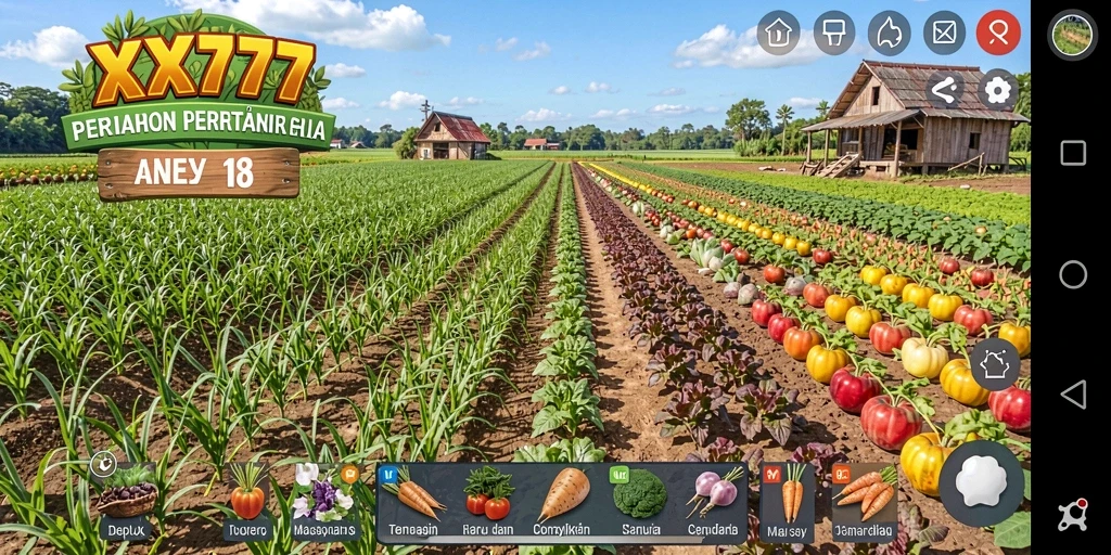 Tangkapan layar utama XXX777 menampilkan grafik pertanian yang menawan.